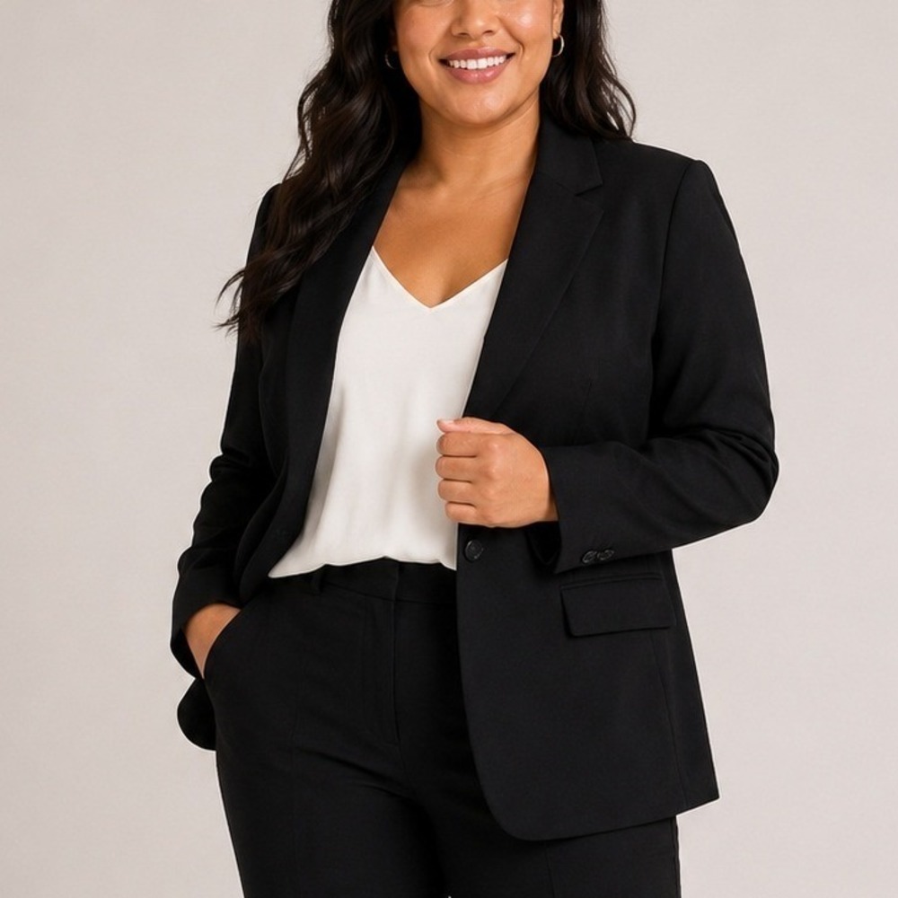 NWT LOFT Plus Sz 16 Black Tailored Blazer Career Office Business Jacket $130MSRP